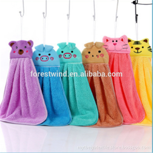 Coral Fleece Promotional Custom Hanging Cartoon Kitchen Towel